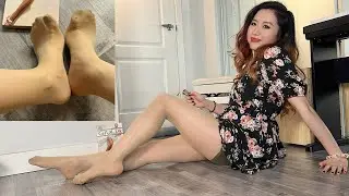 Sheer Nude Pantyhose Try On Review! Giulia Nylons Tights Stockings Hosiery Legs Feet Soles Toes