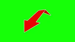 Pointing Down Red Origami Arrow on Green Screen Background | 4K | COPYRIGHT FREE