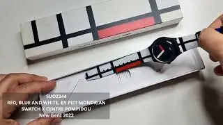 Swatch RED, BLUE AND WHITE, BY PIET MONDRIAN 2022 - SWATCH X CENTRE POMPIDOU - NGent - SUOZ344 - 6/6