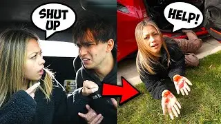 Starting an argument then getting hurt to see how my boyfriend reacts!