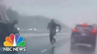 Watch: Massachusetts man runs across traffic to save driver in distress
