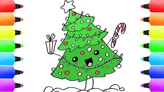 CUTE CHRISTMAS TREE | DRAW your CHRISTMAS TREE with decorations |  Christmas Drawing for Kids