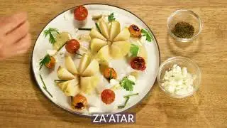 Whole Roasted Kohlrabi with Seared Tomatoes, Feta Cheese and Lemon Za’atar Dressing