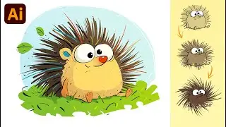 How to Draw Hedgehog Quills / Spikes- Adobe Illustrator- Cartoon Animal Illustration