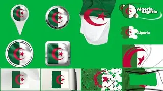 Algeria Multi Flag PACK Green Screen + Alpha