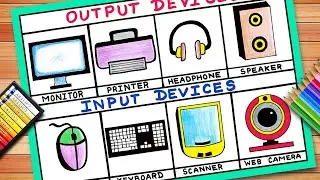 Computer Parts Drawing | Output and Input Devices Drawing | Output and Input Devices Chart