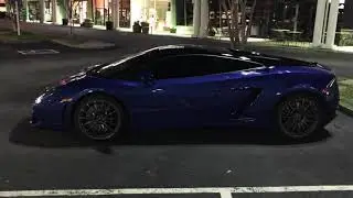 Awesome True Blue Lamborghini at Night in Buckhead Atlanta, Georgia