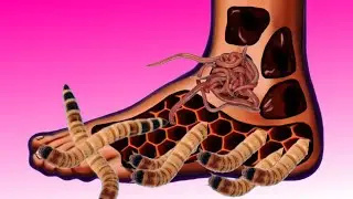 ASMR animation deep clenning leg treatment removal worms and maggot video satisfying asmr