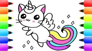 Unicorn + Cat (UNICAT!) Easy Drawing for Children | Baby Coloring Pages for Kids