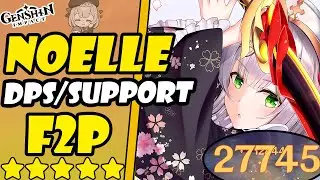 NOELLE BUILD F2P en💥5 MINUTOS DPS/SUPPORT,ARTEFACTOS,ARMAS, EQUIPOS💎Guía build noelle🌟Genshin Impact