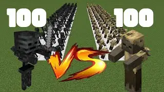 100 Wither Skeletons x 100 Husks in MINECRAFT!!!
