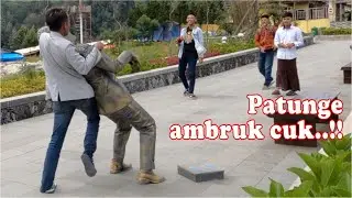 The statue fell down..!! Human statue prank