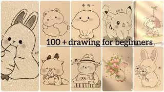 100 + aesthetic drawing ideas 💡 for beginners/simple and easy cute drawing 🎨