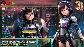 Background ML Stable Diffusion AI Cute Cyborg Girl