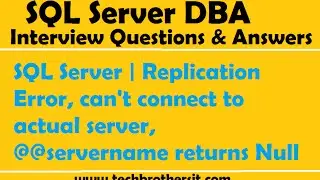 SQL Server | Replication Error, can't connect to actual server, @@servername returns Null