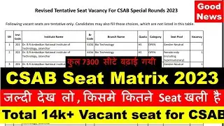 CSAB Seat matrix 2023 released 🥳, CSAB Counselling 2023 🔥| CSAB 2023 Expected cut off 