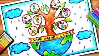 Nature Conservation Day Drawing | Nature Conservation Day Poster | Save Nature Save Earth Drawing