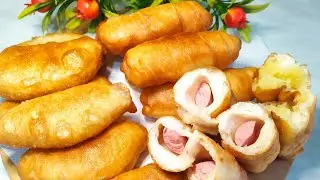 Картошкали ва сосискали пирожки. Сосиски в тесте Пирожки как пух...