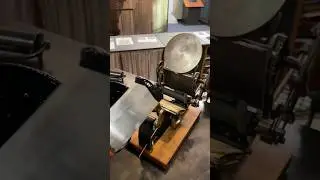 Letterpress printing one of our many locomotive cuts with a tabletop printing press 🚂