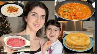 Подготовимся к понедельнику- Мясо, гарнир, салат и блины к чаю. Приготовим вместе со мной !