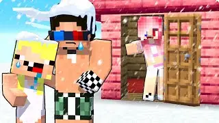 😥 WE GOT KICKED OUTSIDE IN WINTER IN MINECRAFT!