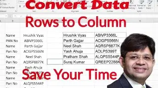 Arrange data from Row to column| data cleaning trick| change data view