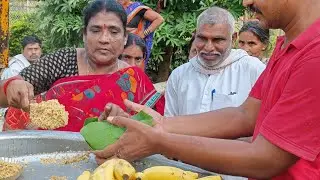 My mother participating in food and fruits distribution though donate to needy family.