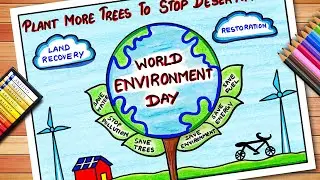 Environment Day Drawing | Environment Day Poster | Land Restoration Drought Desertification Drawing
