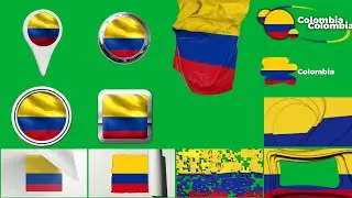 Columbia Multi Flag PACK Green Screen + Alpha