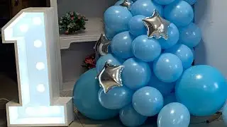 Квадратная фотозона для мальчика на годик! Быстрый монтаж фотозоны с фольгированными шариками