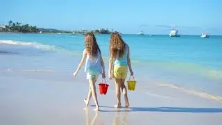 Adorable Little Girls Walking on the Beach and Having Fun Together | Stock Footage - Videohive