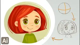 HOW TO DRAW A CARTOON FACE- 3/4 VIEW- ADOBE ILLUSTRATOR