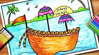 Onam Drawing | Onam Oil pastel Drawing | Onam Festival Drawing | Easy Onam Drawing | Onam Poster