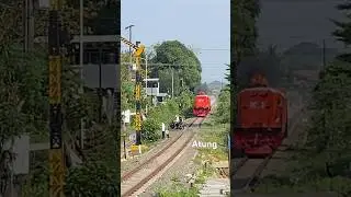 Akibat menantang kereta api lokomotif ini langsung mengeluarkan Api ! #sepur #railway #train #fyp