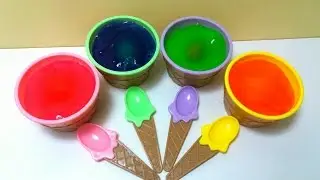 Learn Colors Ice Cream Cups Slime with Eggs Surprise Toys for Kids