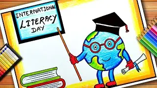 International Literacy Day Drawing | Literacy Day Poster | World Book Day Poster | Book Day Poster