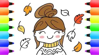 How to Draw a CUTE Girl with Fall Clothes and Cup of Chocolate! Drawings for Kids