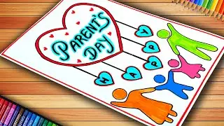 Parents Day Easy Card |  Parent's Day Poster | Global Day Of Parents Poster | Parents Day Drawing
