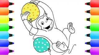 CURIOUS GEORGE with Baloon!!! Cool Drawings for Kids (Easy)