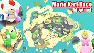 The WHOLE server races on my MARIO KART Race track in Adopt me Roblox!