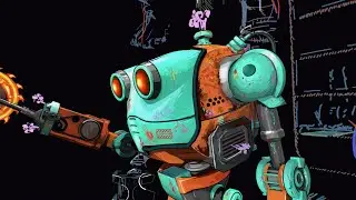 Mini boss robot Animation. Handpainted in blender.  A joint project with cgrawr!