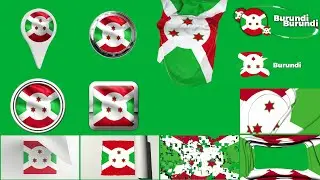 Burundi Multi Flag PACK Green Screen + Alpha