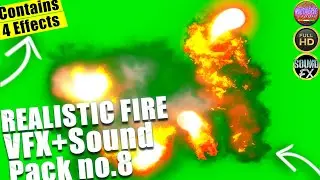 Fire Effect Green Screen + Black Screen + Sound Fx (no.8) | Fire Green Screen | 