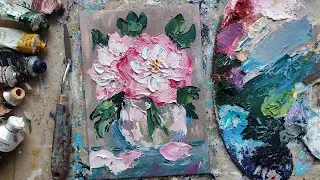 ЦВЕТЫ 🌸импасто мастихином ПРОСТО для начинающих