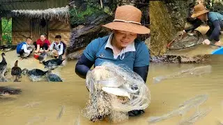 how to catch wild fish, sell them to get money to buy food to feed children.DANG THI DU