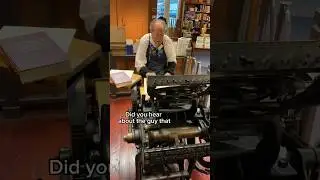 Howard shares a dictionary joke while letterpress printing with our jobbing press.