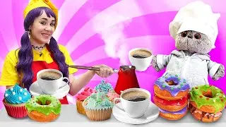 Свинка Пеппа открывает кондитерскую. Кот Басик помогает и пробует кофе! Игры для детей