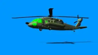 helicopter animation with green screen windows - blue / green screen effect