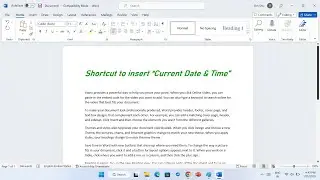 Shortcut to Insert Current Date and Time in Word