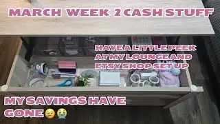 Confession time! My savings are gone. Cash stuffing week 2 March | showing off my etsy store set up